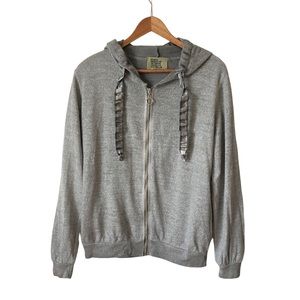 FREE FOR HUMANITY Gray Silver Zip-Up Hoodie